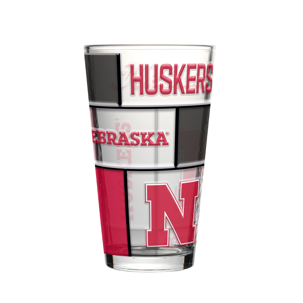 Nebraska Cornhuskers Pint Glass 16oz Quilted Stained Boxed - Logo Brands