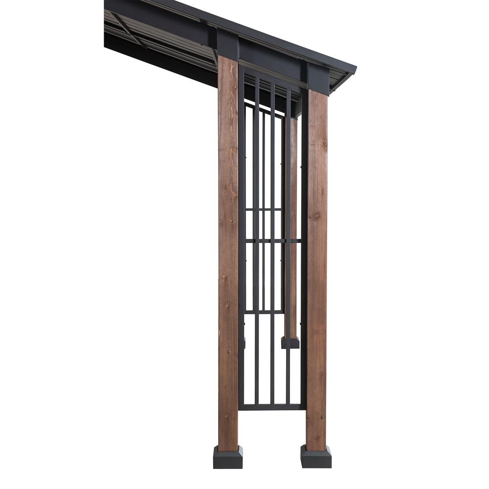 Outdoor Cedar Wood Frame Gazebo with Black Steel Hardtop Roof for Patio - Sunjoy