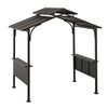 8x5 ftBrown Steel Frame 2-Tier BBQ Grill Gazebo with Ceiling Hook and Shelves - Sunjoy