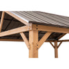 Sunjoy 13 ft. x 15 ft. Cedar Framed Gazebo with Brown Steel Gable Roof Hardtop