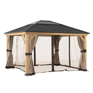 Universal Curtains and Mosquito Netting for 11 ×13 ft Wood Framed Gazebos - Sunjoy