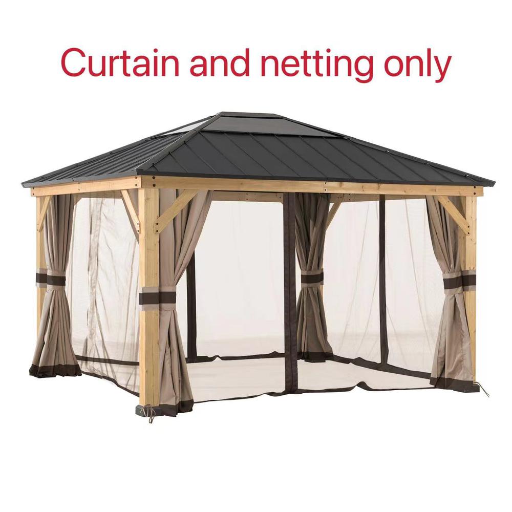 Universal Curtains and Mosquito Netting for 11 ×13 ft Wood Framed Gazebos - Sunjoy