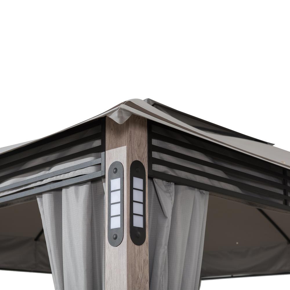 Monterey Park 2-tier Patio Gazebo with LED Lighting and Bluetooth Sound - Sunjoy