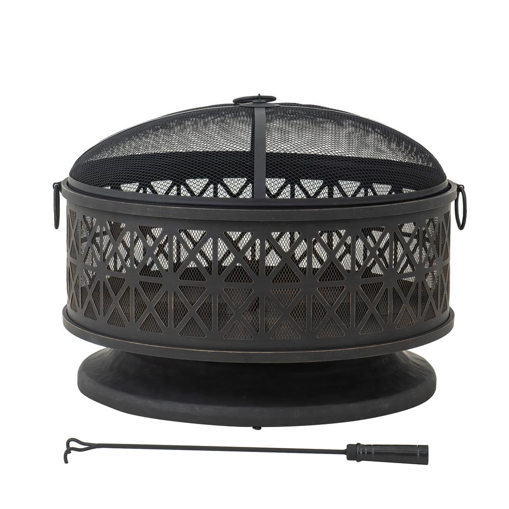 Outdoor Fire Pit, Patio Wood-Burning Steel Firepit Large Fire Pits for Outside - Sunjoy