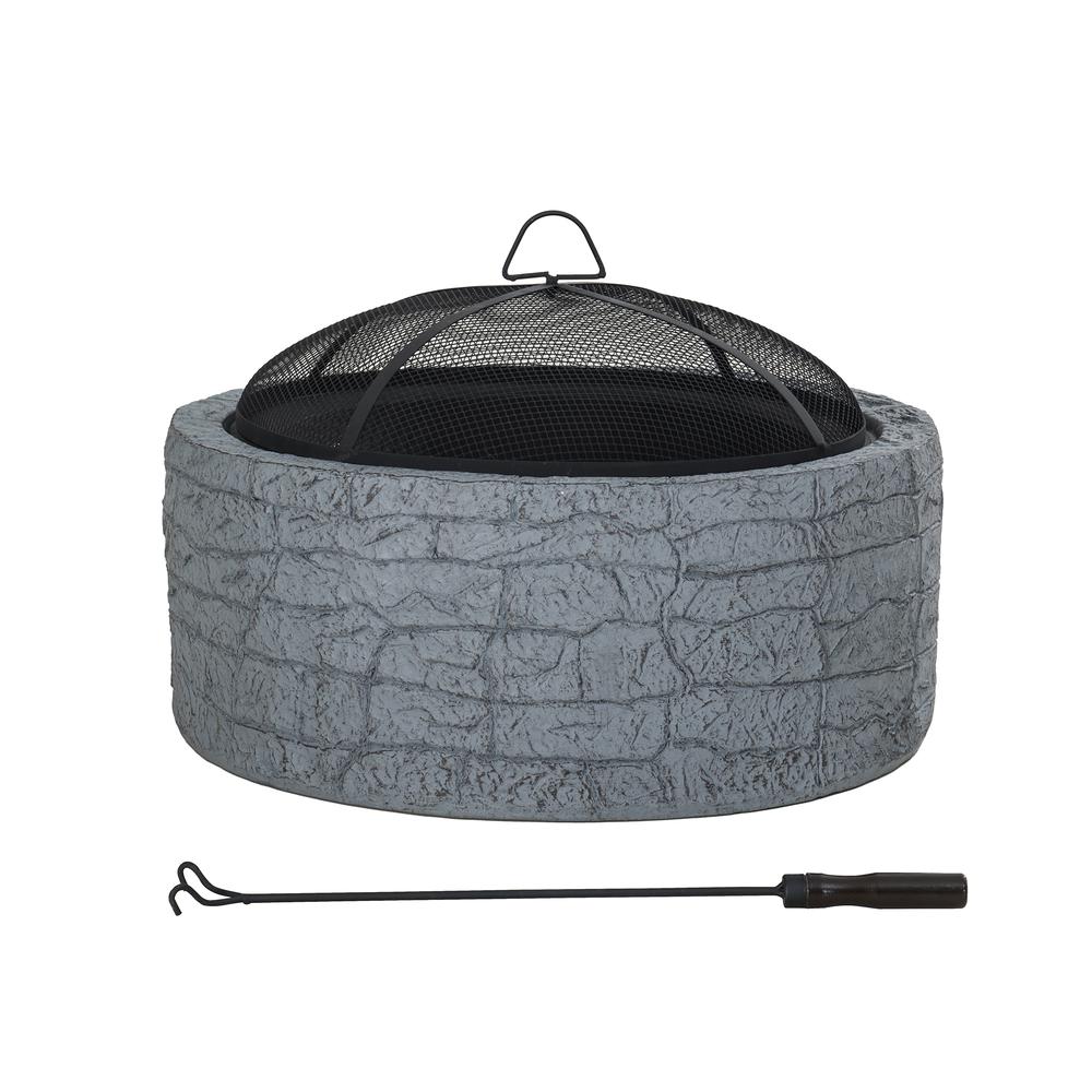 Stone 26 in Round Wood Burning Fitpit - Sunjoy