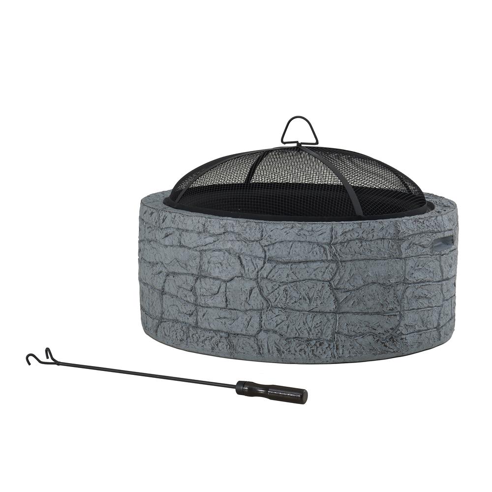 Stone 26 in Round Wood Burning Fitpit - Sunjoy