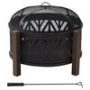 Fire Pit for Outside, Outdoor Steel Wood Burning Fire Pits with Screen - Sunjoy