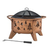 Outdoor Wood-Burning Fire Pit, Patio Tree Motif Steel Firepit Large Fire Pits - Sunjoy