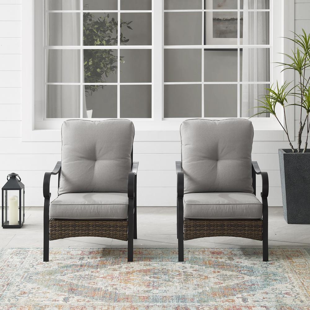 Dahlia 2Pc Metal And Wicker Outdoor Chair Set - 2 Armchairs - Crosley Furniture