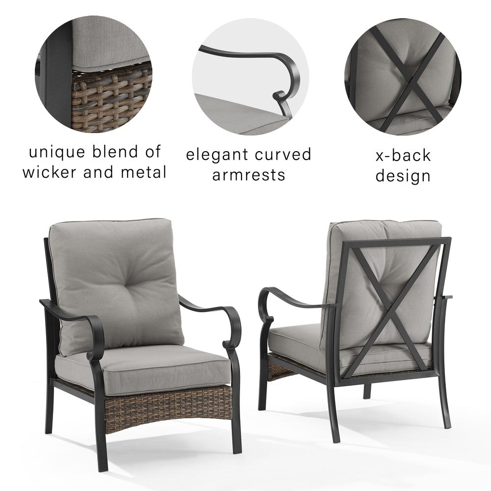 Dahlia 2Pc Metal And Wicker Outdoor Chair Set - 2 Armchairs - Crosley Furniture