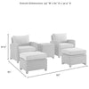 Bradenton 5Pc Wicker Outdoor Chair Set - Side Table, 2 Arm Chairs & 2 Ottomans - Crosley Furniture
