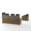 7Pc Outdoor Sofa Furniture Set, Sofa, Coffee&Side Table, 2 Armchairs, 2 Ottomans - Crosley Furniture