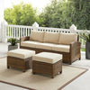 Bradenton 3Pc Wicker Outdoor Sofa Patio Furniture Set - Sofa & 2 Ottomans - Crosley Furniture