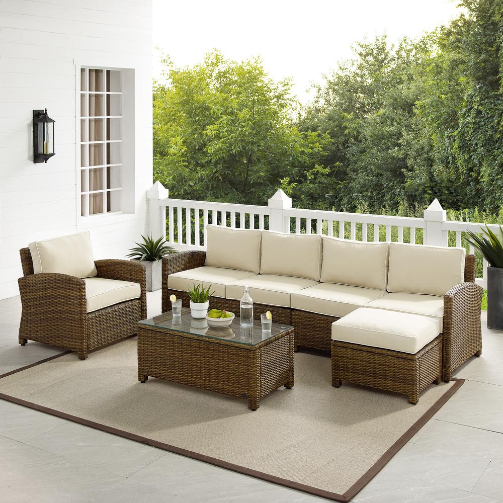 5Pc Outdoor Furniture Set, Left&Right Loveseat, Armchair, Coffee Table, Ottoman - Crosley Furniture