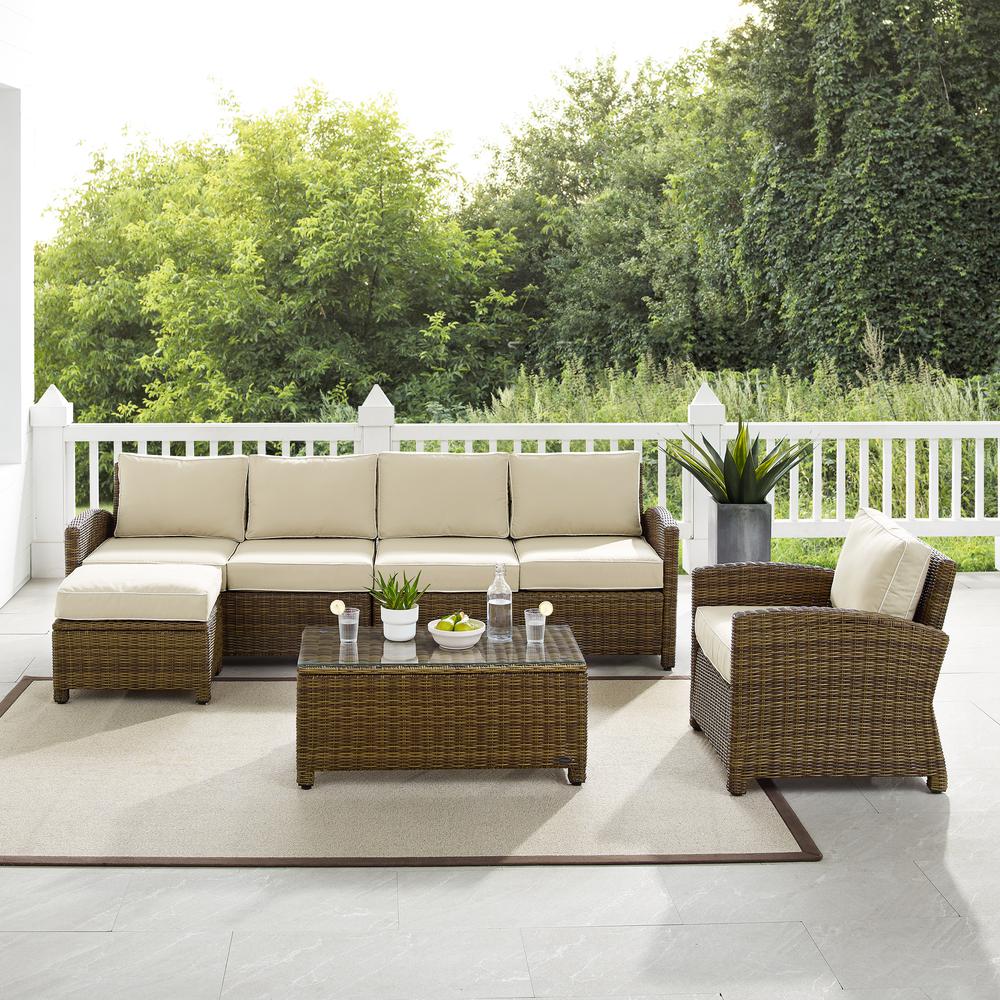 5Pc Outdoor Furniture Set, Left&Right Loveseat, Armchair, Coffee Table, Ottoman - Crosley Furniture