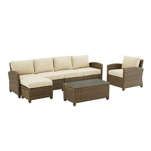 5Pc Outdoor Furniture Set, Left&Right Loveseat, Armchair, Coffee Table, Ottoman - Crosley Furniture