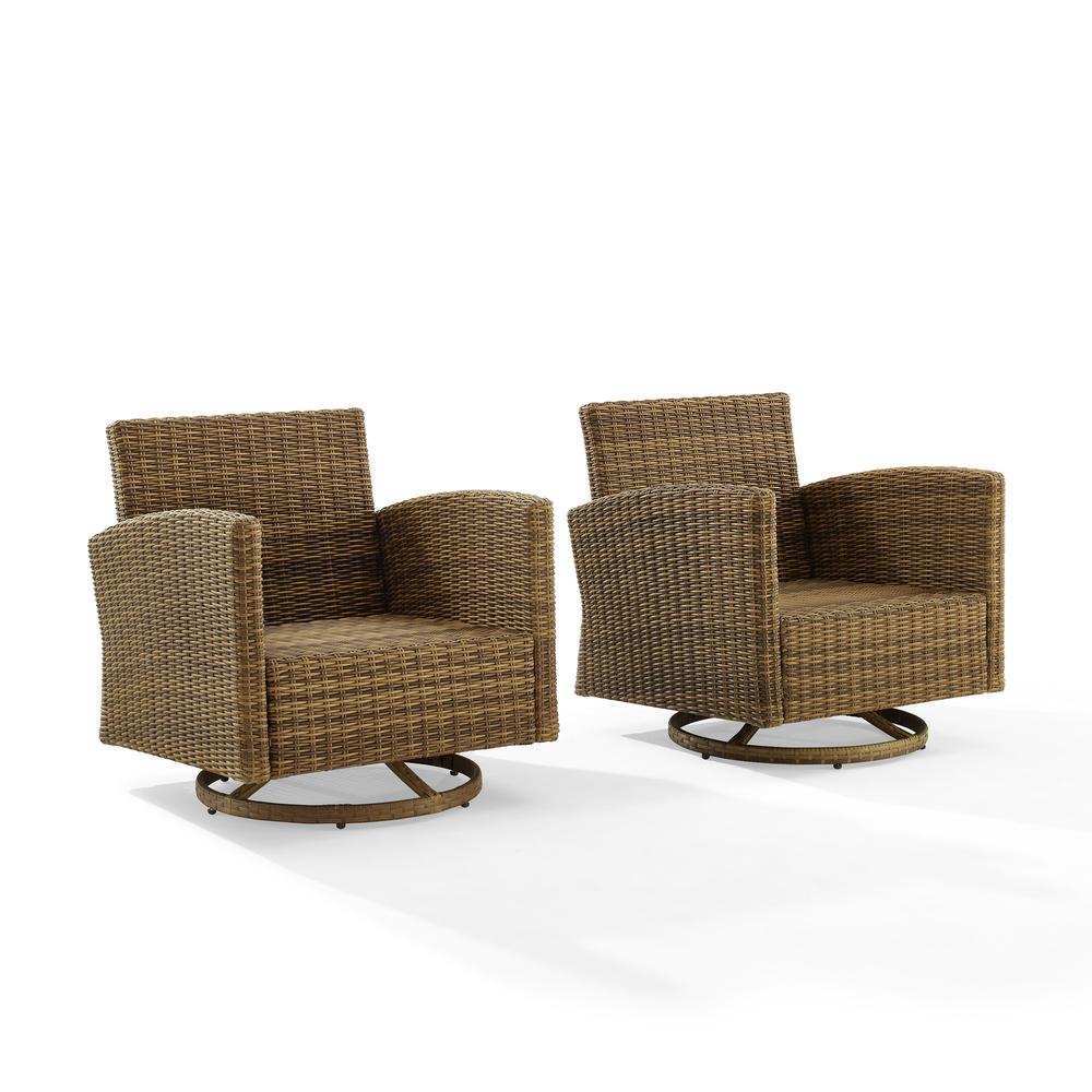 Bradenton 2Pc Wicker Swivel Rocker Outdoor Chair Set - 2 Swivel Rockers - Crosley Furniture