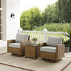 Bradenton 3Pc Wicker Swivel Rocker Outdoor Chair Set, Side Table & 2 Rockers - Crosley Furniture