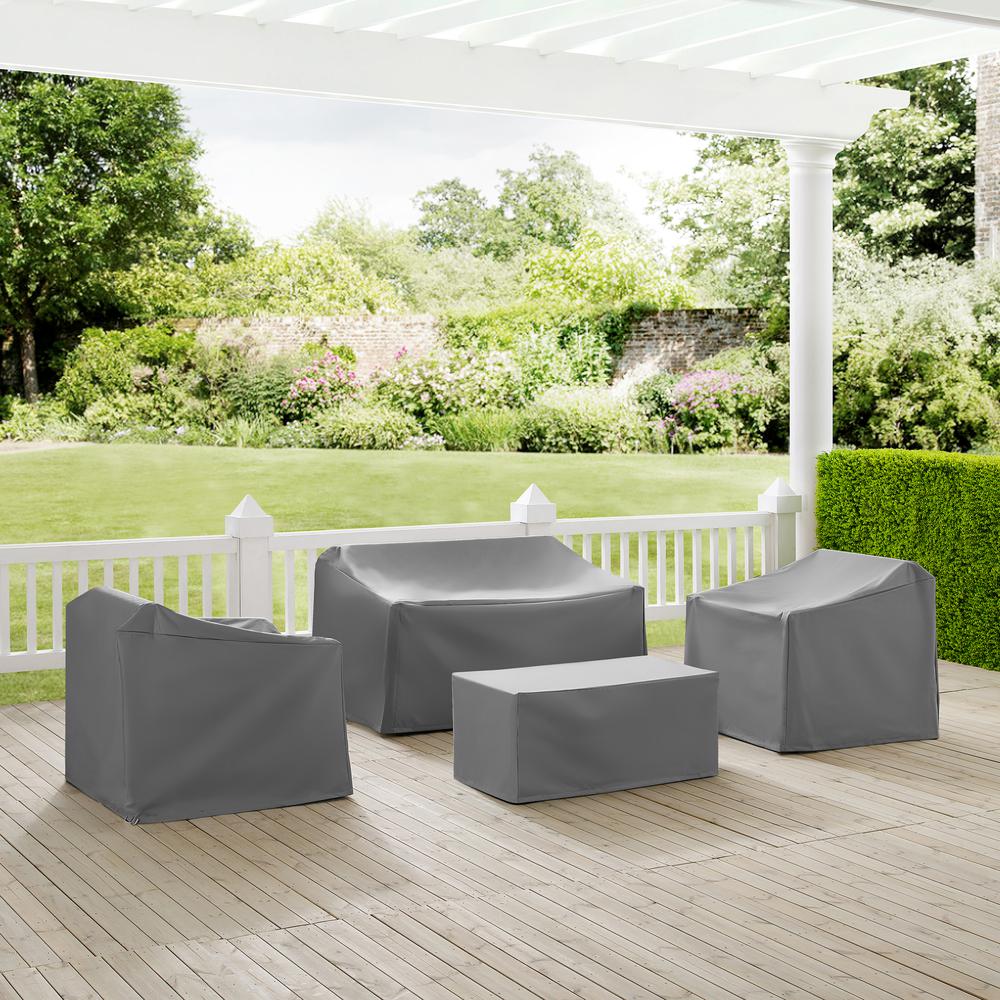 4Pc Outdoor Furniture Cover Set - Loveseat, 2 Chairs, & Coffee - Crosley Furniture