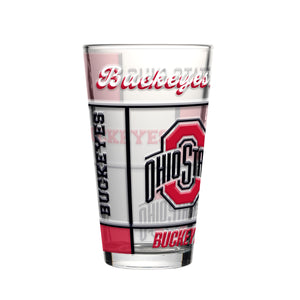Ohio State Buckeyes Pint Glass 16oz Quilted Stained Boxed - Logo Brands