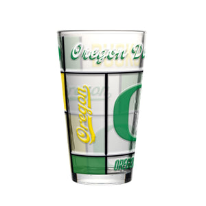 Oregon Ducks Pint Glass 16oz Quilted Stained Boxed - Logo Brands