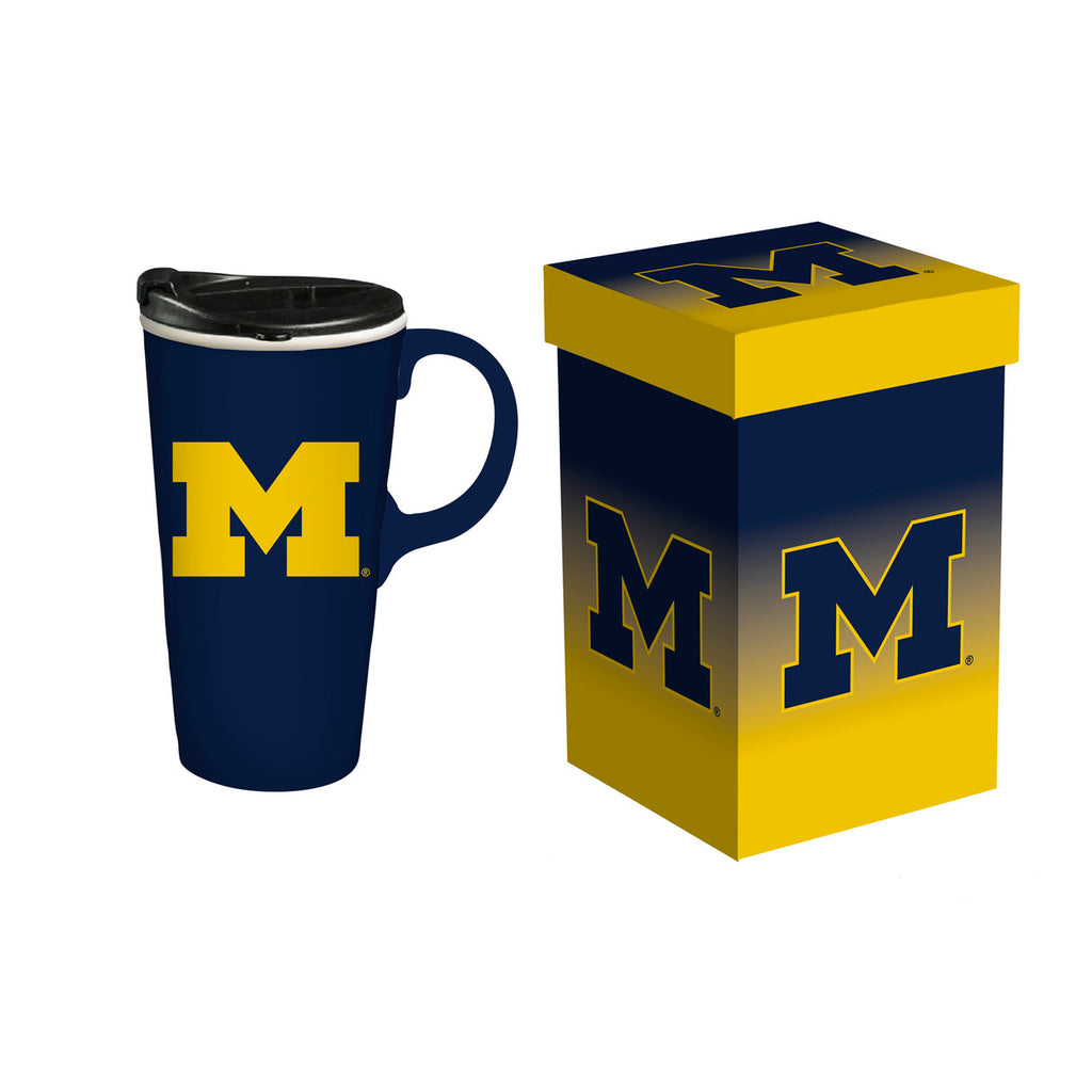 Michigan Wolverines Drink 17oz Travel Latte Boxed - Evergreen Enterprises