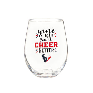 Houston Texans Glass 17oz Wine Stemless Boxed - Evergreen Enterprises