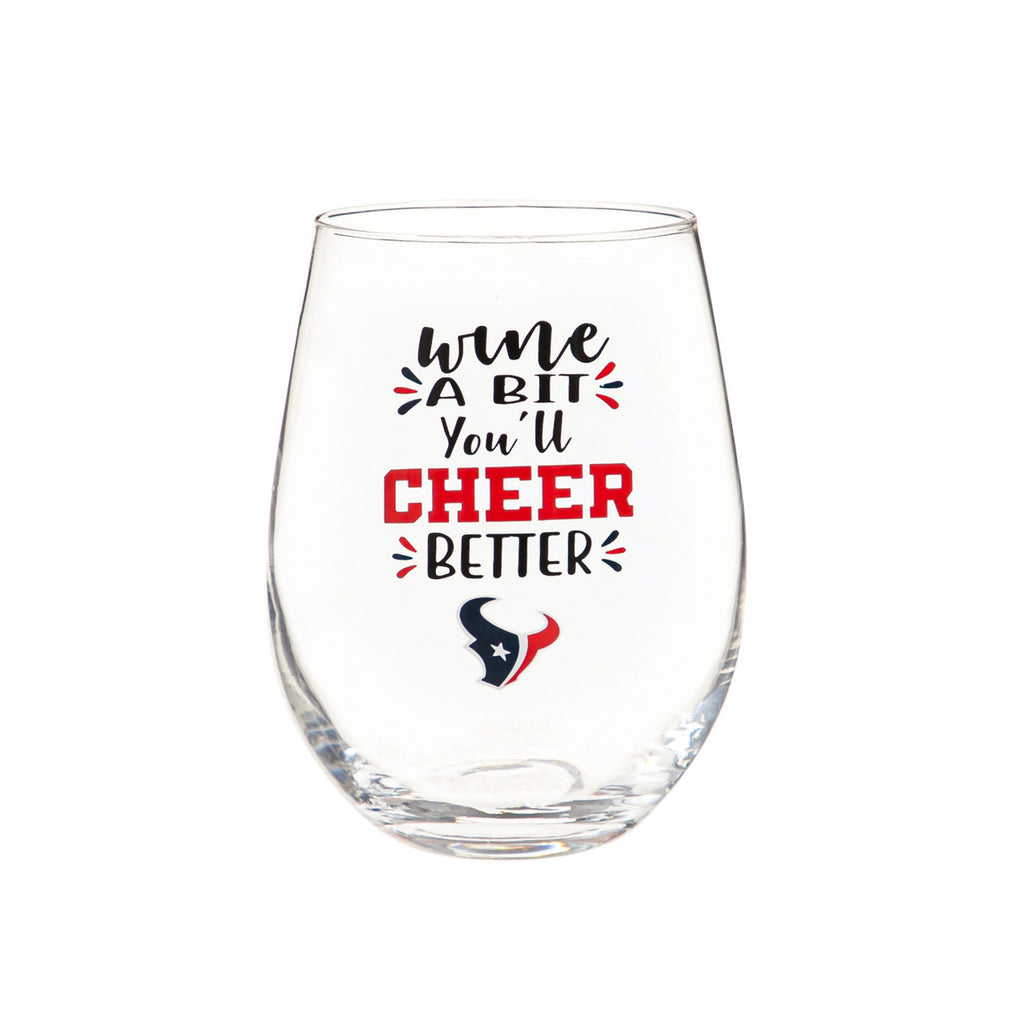 Houston Texans Glass 17oz Wine Stemless Boxed - Evergreen Enterprises