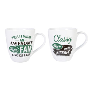 New York Jets Coffee Mug 17oz Ceramic 2 Piece Set with Gift Box - Evergreen Enterprises