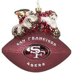 San Francisco 49ers Ornament 5 1/2 Inch Peggy Abrams Glass Football - SC Sports