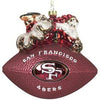 San Francisco 49ers Ornament 5 1/2 Inch Peggy Abrams Glass Football - SC Sports