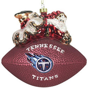 Tennessee Titans Ornament 5 1/2 Inch Peggy Abrams Glass Football CO - SC Sports