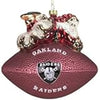 Oakland Raiders Ornament 5 1/2 Inch Peggy Abrams Glass Football - SC Sports