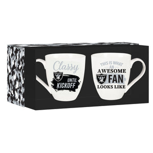 Las Vegas Raiders Coffee Mug 17oz Ceramic 2 Piece Set with Gift Box - Evergreen Enterprises