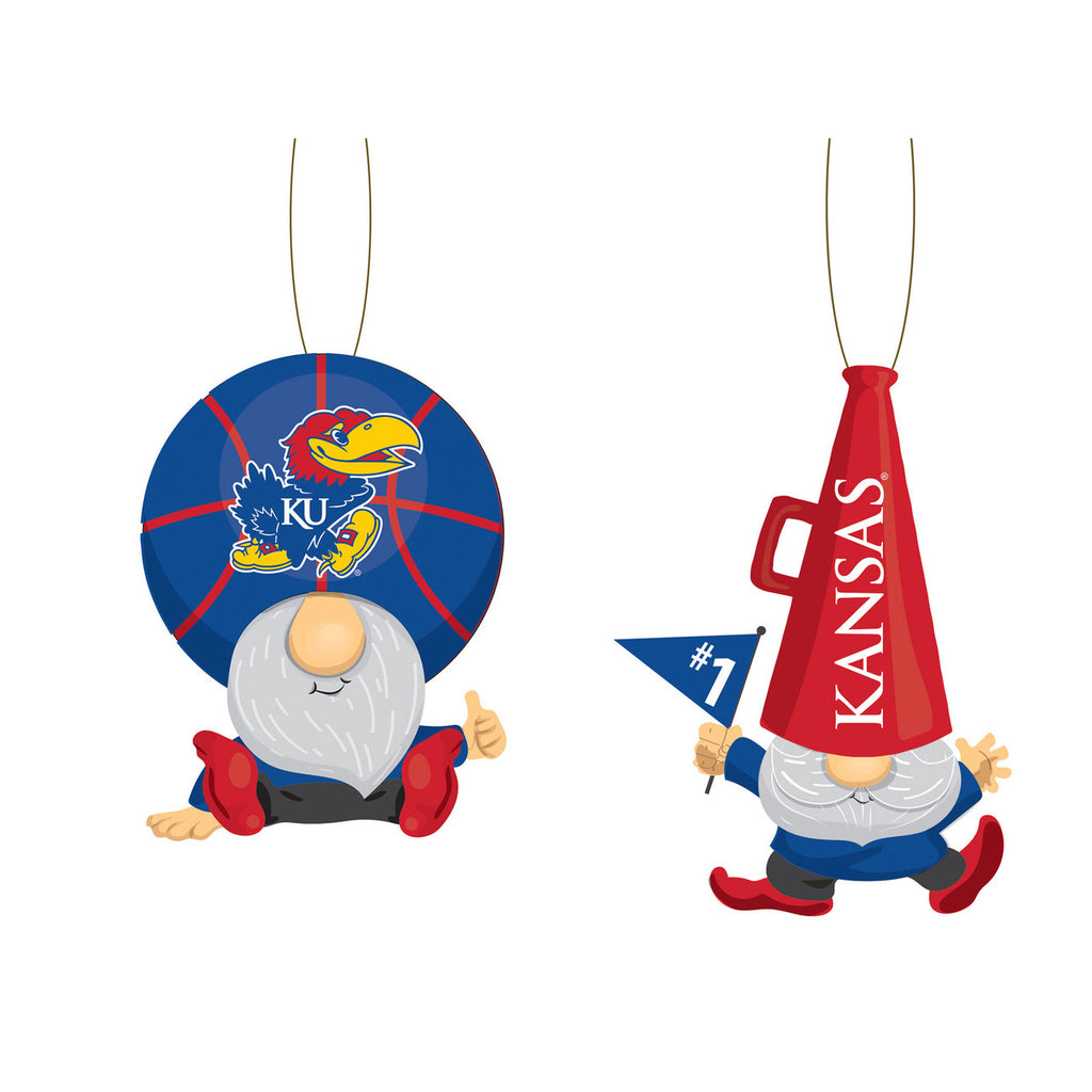 Kansas Jayhawks Ornament Gnome Fan 2 Pack - Evergreen Enterprises