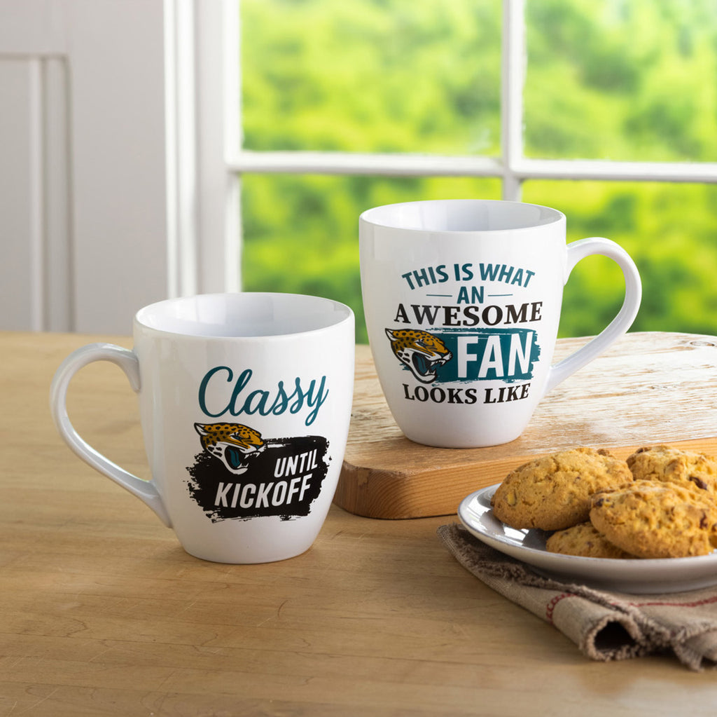 Jacksonville Jaguars Coffee Mug 17oz Ceramic 2 Piece Set with Gift Box - Evergreen Enterprises