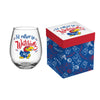 Kansas Jayhawks Glass 17oz Wine Stemless Boxed - Evergreen Enterprises