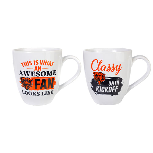 Chicago Bears Coffee Mug 17oz Ceramic 2 Piece Set with Gift Box - Evergreen Enterprises
