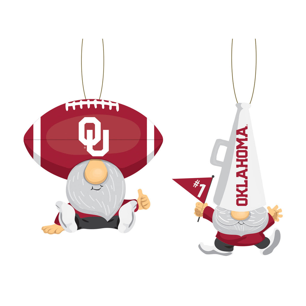 Oklahoma Sooners Ornament Gnome Fan 2 Pack - Evergreen Enterprises