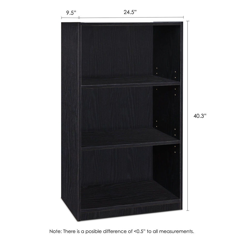 JAYA Simple Home 3-Shelf Bookcase, Black - Furinno