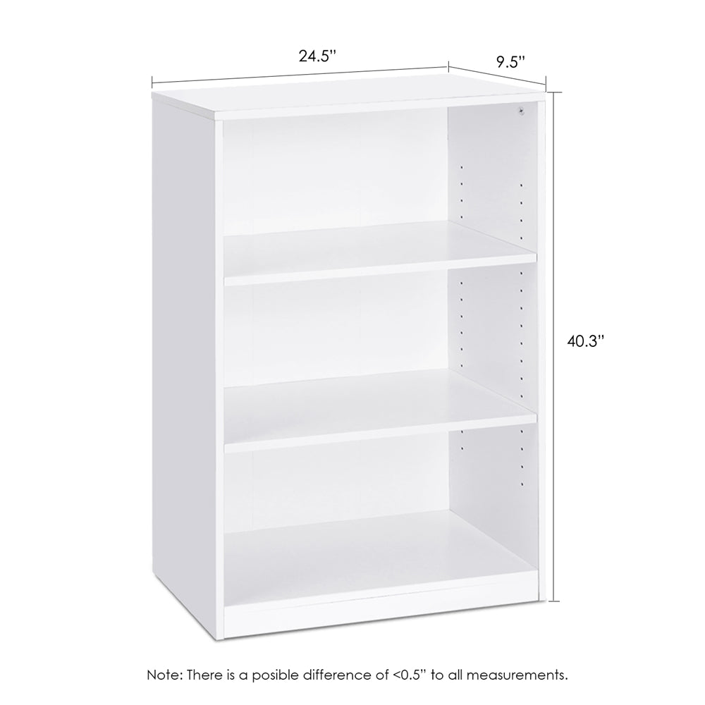 JAYA Simple Home 3-Shelf Bookcase, White - Furinno