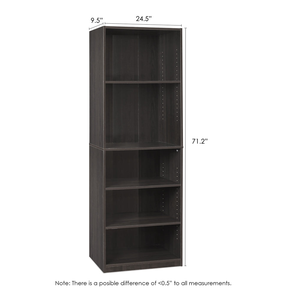 JAYA Simply Home 5-Shelf Bookcase, CC Espresso - Furinno
