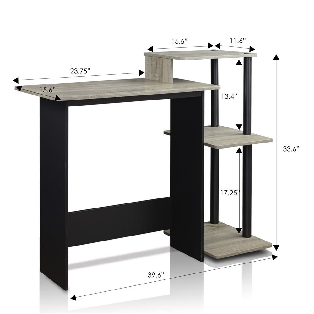 Efficient Home Laptop Notebook Computer Desk, Oak Grey/Black - Furinno