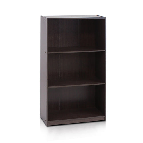 Basic 3-Tier Bookcase Storage Shelves,Dark Brown - Furinno
