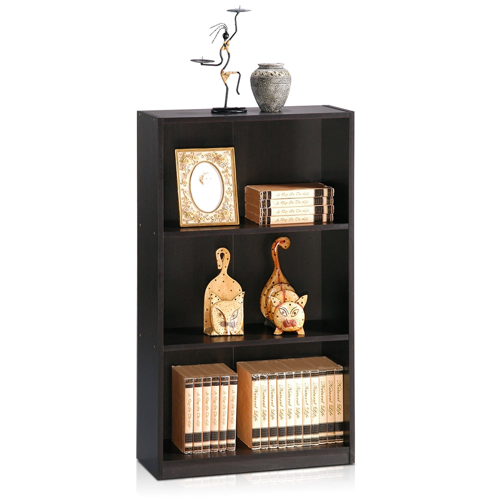 Basic 3-Tier Bookcase Storage Shelves, Espresso - Furinno
