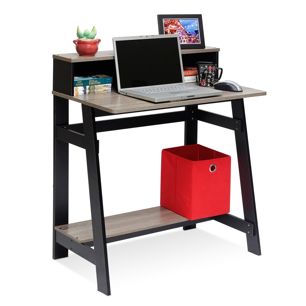 Simplistic A Frame Computer Desk, Black/French Oak Grey - Furinno