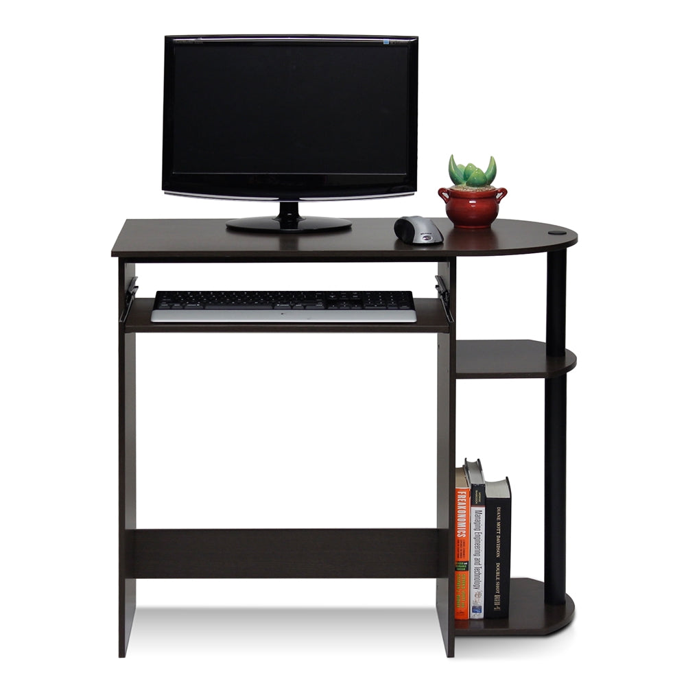 Simplistic Easy Assembly Computer Desk, Dark Brown - Furinno