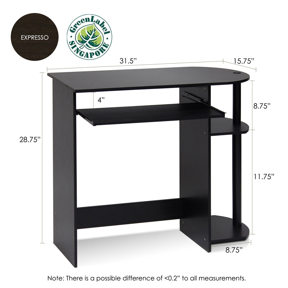 Easy Assembly Computer Desk, Espresso - Furinno
