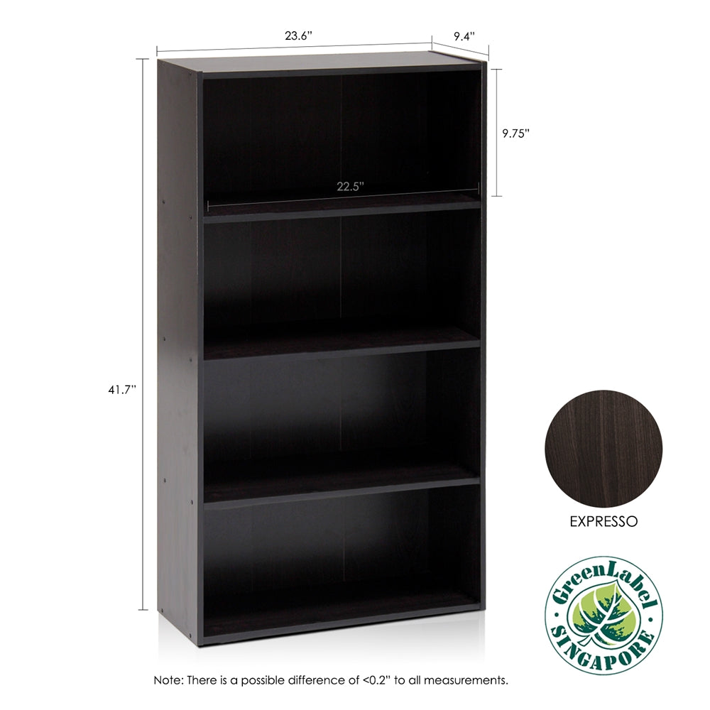 Pasir 4-Tier Open Shelf, Espresso - Furinno