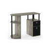 Furinno 15111 JAYA Simplistic Computer Study Desk with Bin Drawers, French Oak Grey/Black
